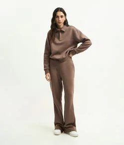 Calça Moletom com Felpa e Cós Elástico