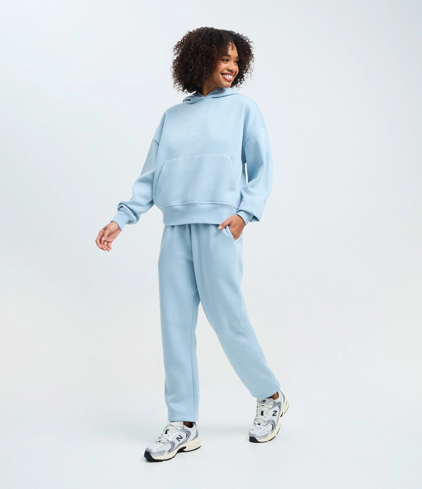 Calça Jogger em Moletom com Cós com Elástico Azul Claro 1