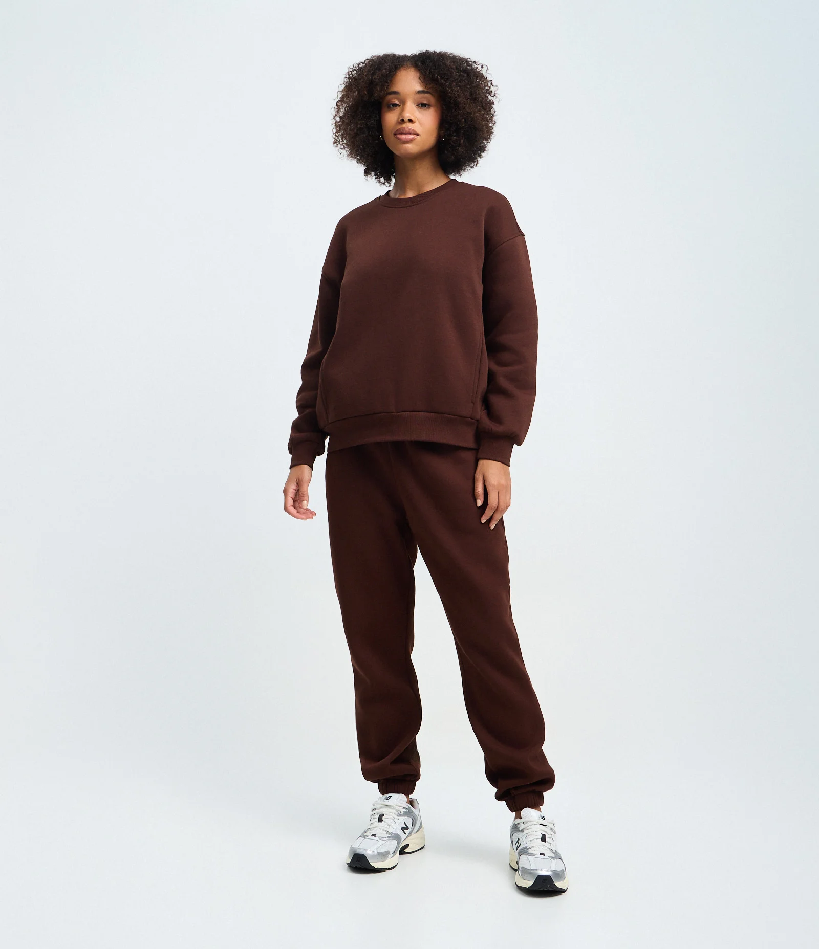 Calça Jogger em Moletom com Cós com Elástico Marrom 1