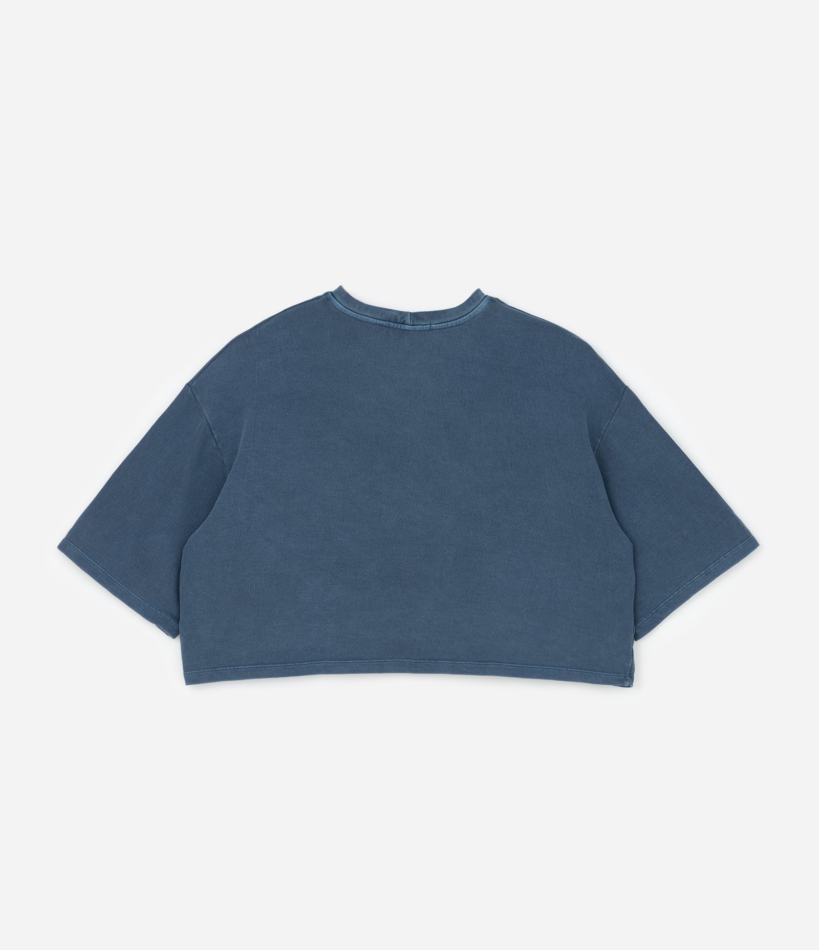 Camiseta Esportiva Boxy em Moletom sem Felpa Azul 6