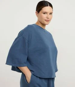 Camiseta Esportiva Boxy em Moletom sem Felpa