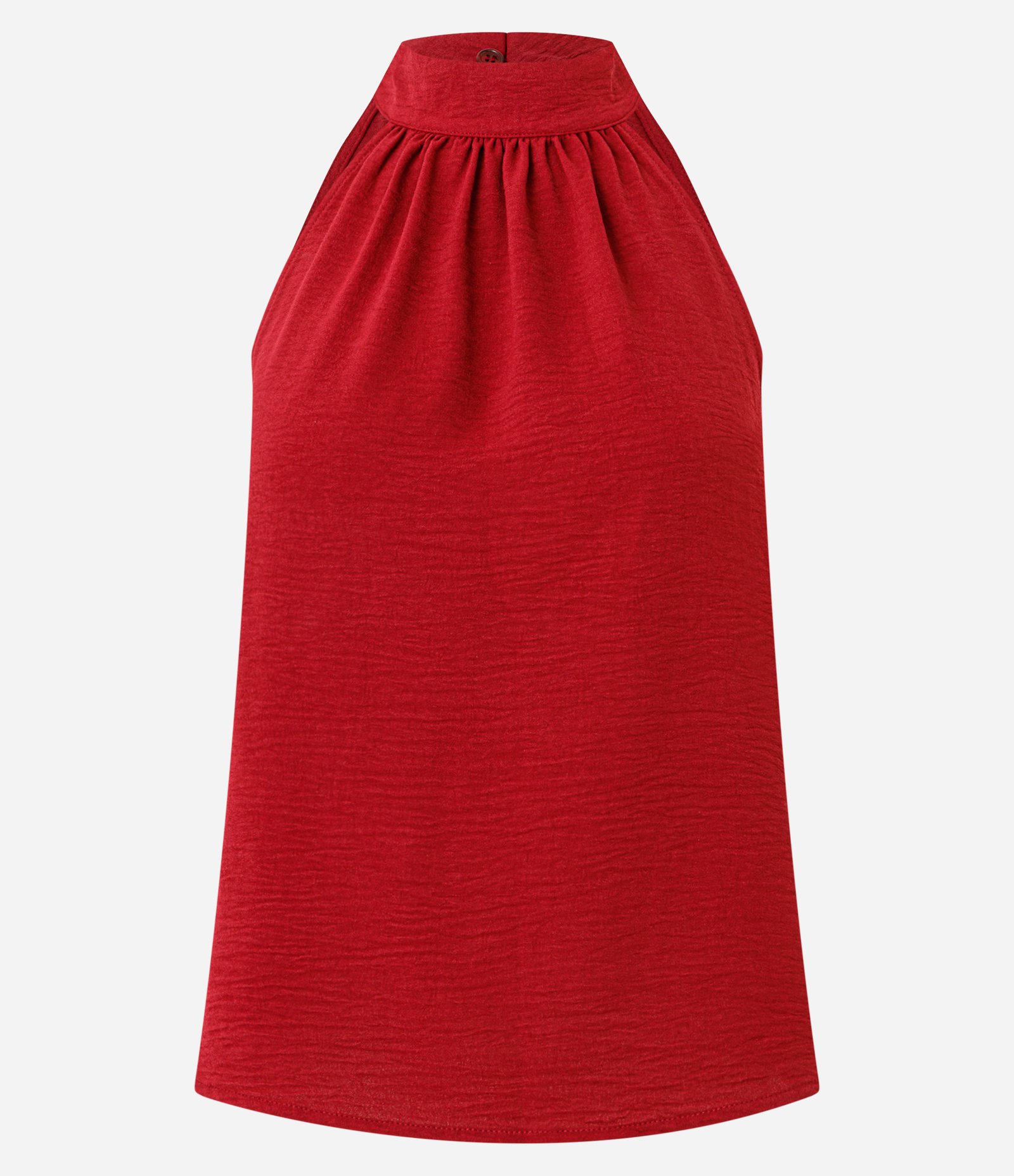 Blusa Frente Única em Crepe com Amarração na Gola Alta Vermelho 1