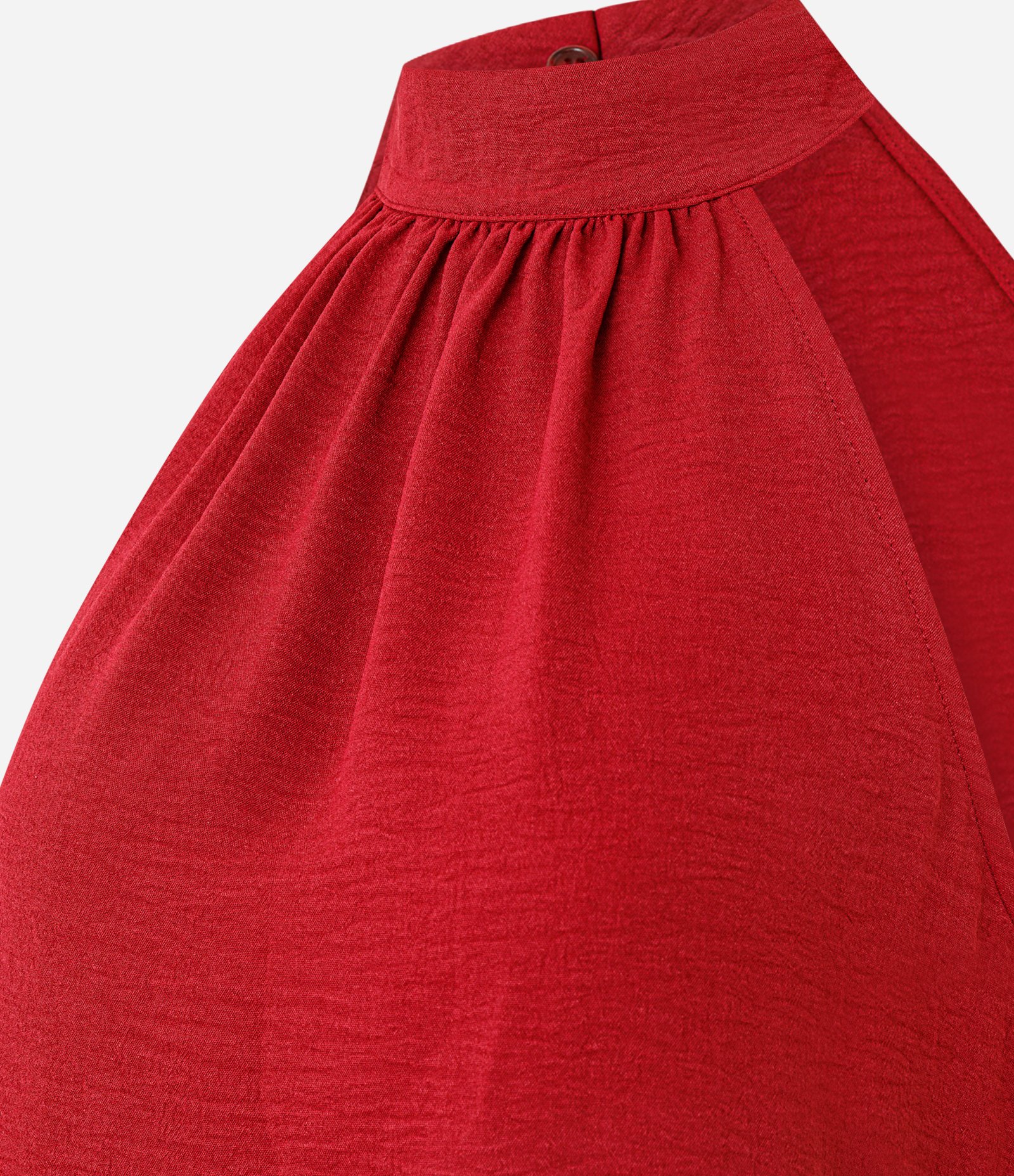 Blusa Frente Única em Crepe com Amarração na Gola Alta Vermelho 2