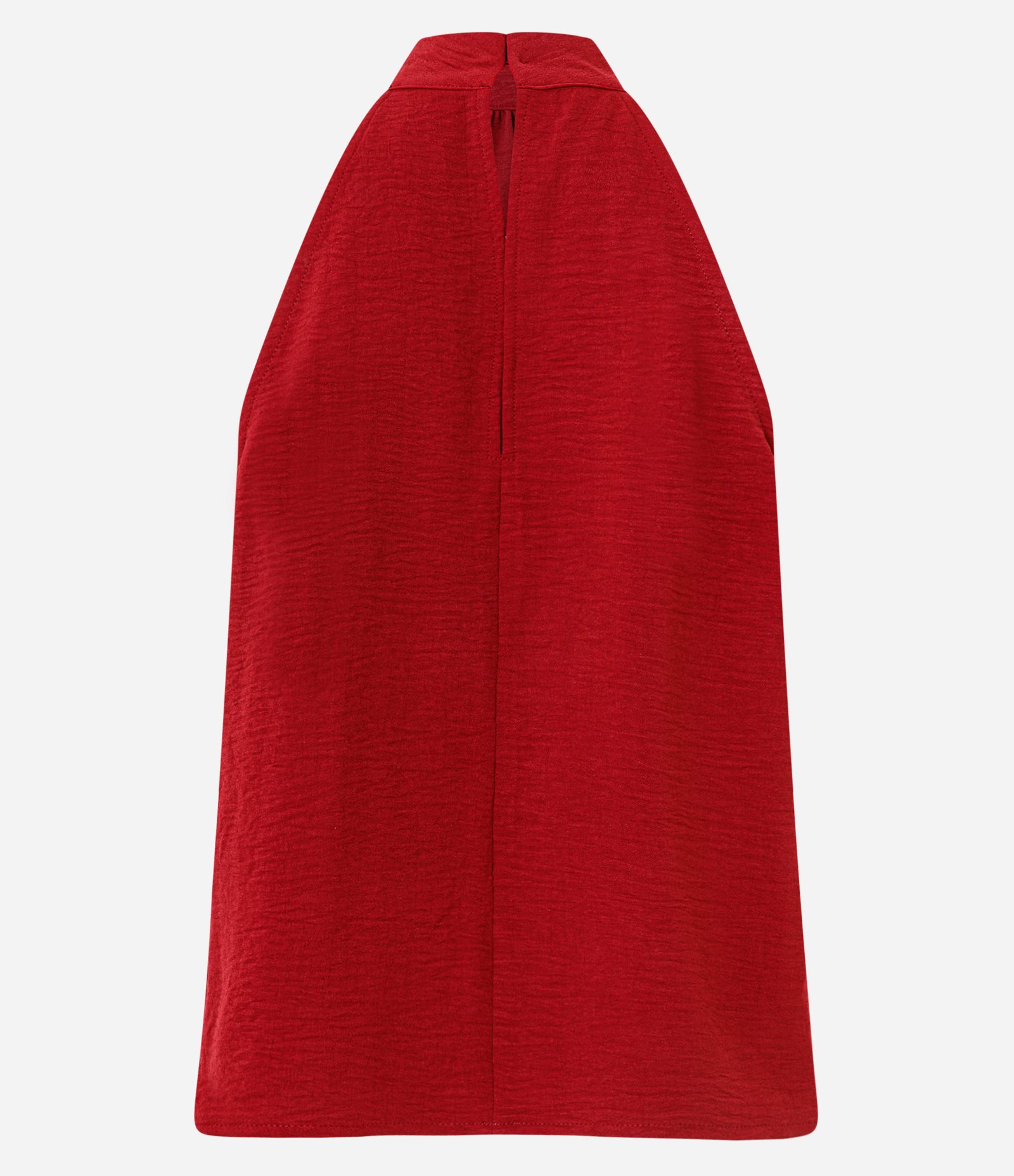 Blusa Frente Única em Crepe com Amarração na Gola Alta Vermelho 3