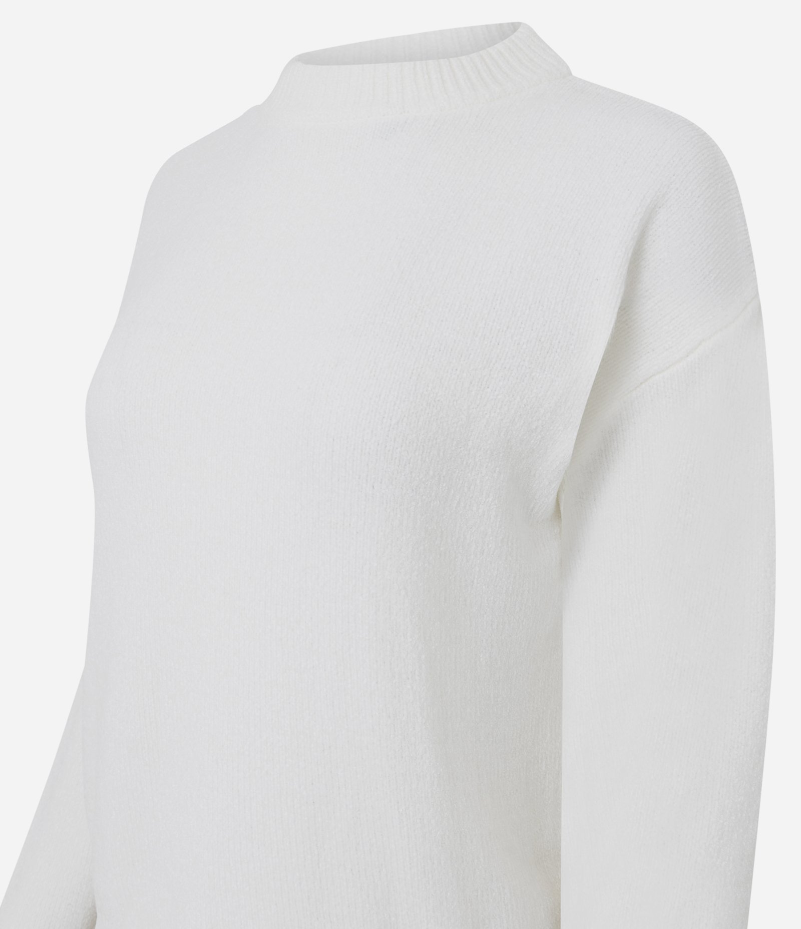 Blusa Slim em Tricô Chenille com Gola Redonda Branco 5
