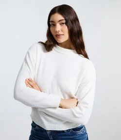 Blusa Slim em Tricô Chenille com Gola Redonda