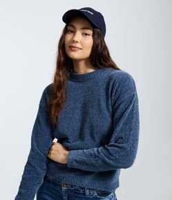 Blusa Slim em Tricô Chenille com Gola Redonda