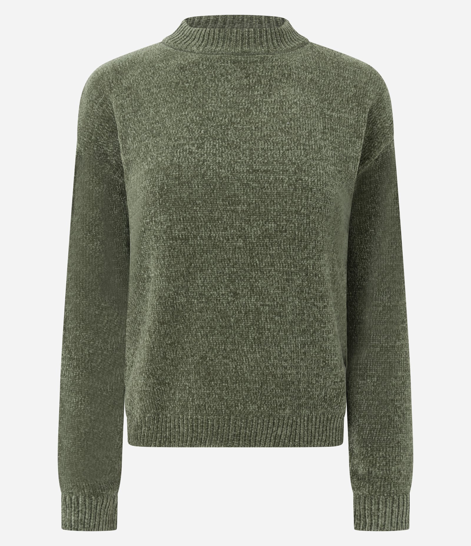 Blusa Slim em Tricô Chenille com Gola Redonda Verde Musgo 4