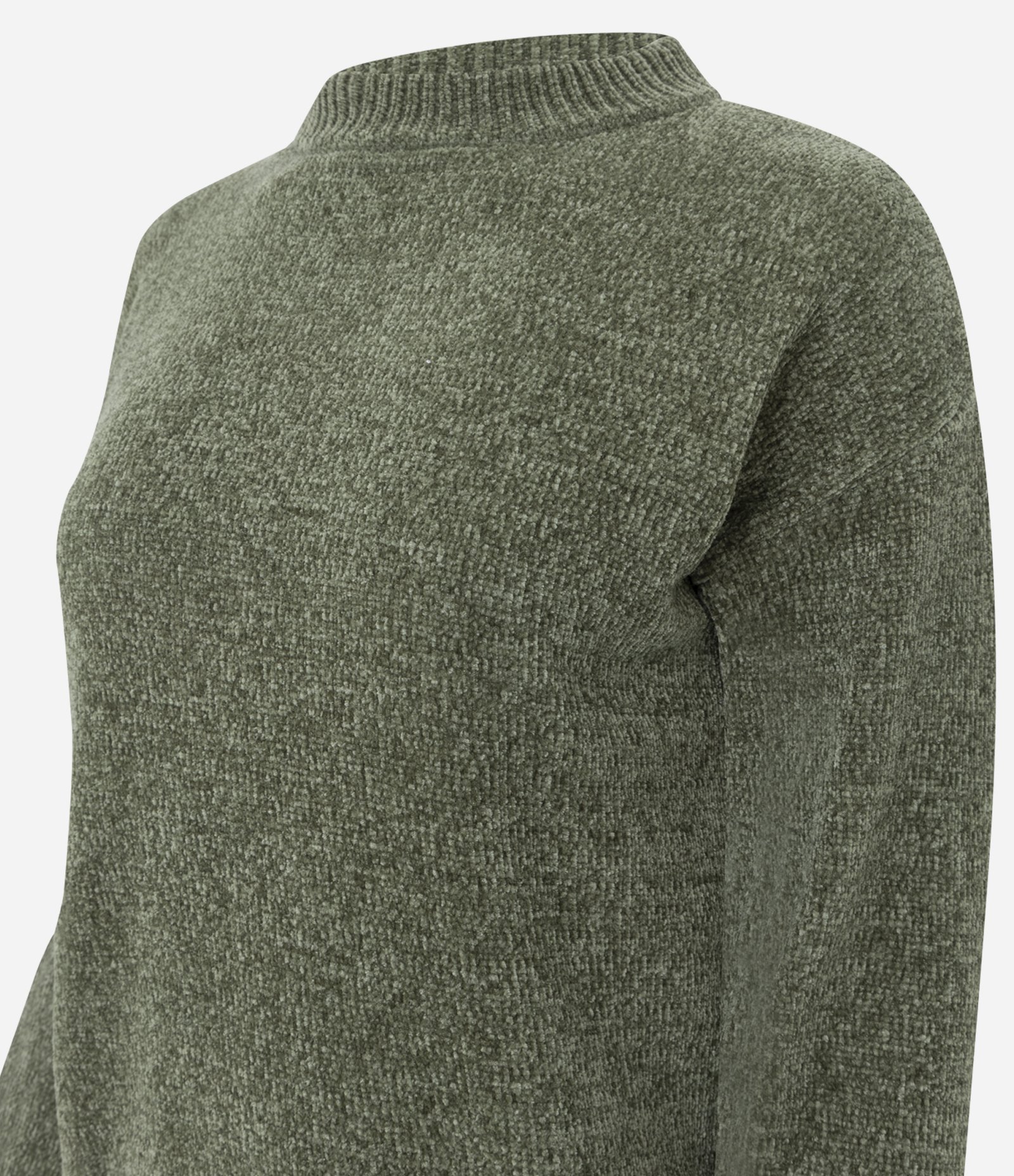 Blusa Slim em Tricô Chenille com Gola Redonda Verde Musgo 5