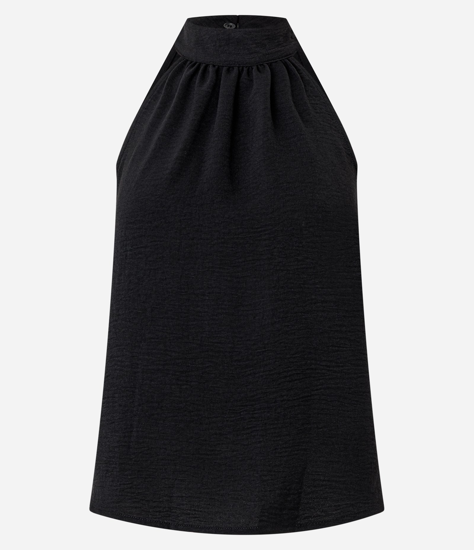 Blusa Frente Única em Crepe com Amarração na Gola Alta Preto 1