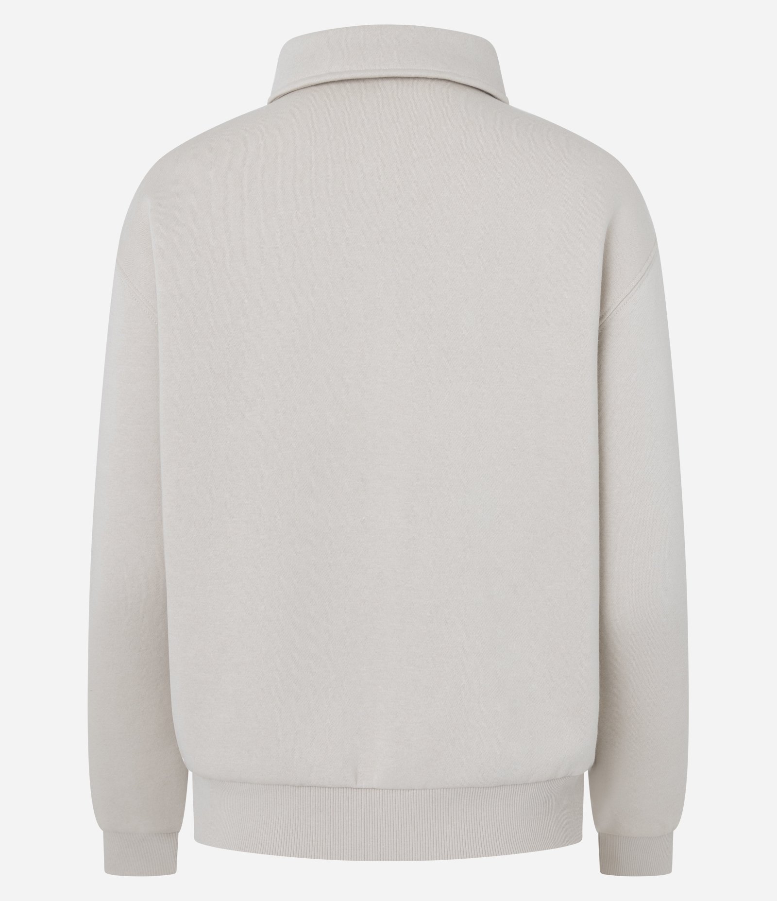 Casaco Fechado em Moletom com Gola Polo Bege 2