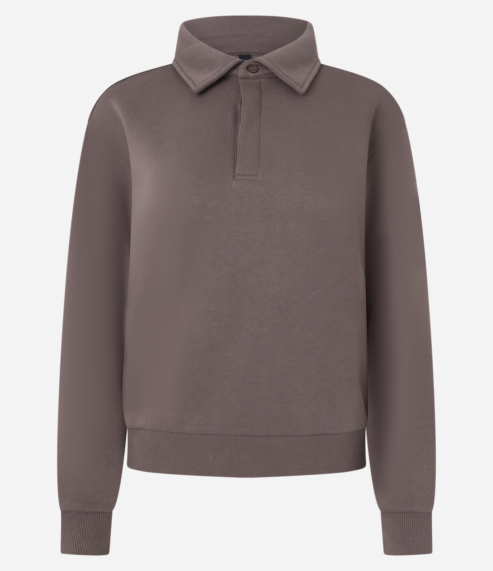 Casaco Fechado em Moletom com Gola Polo Marrom 1