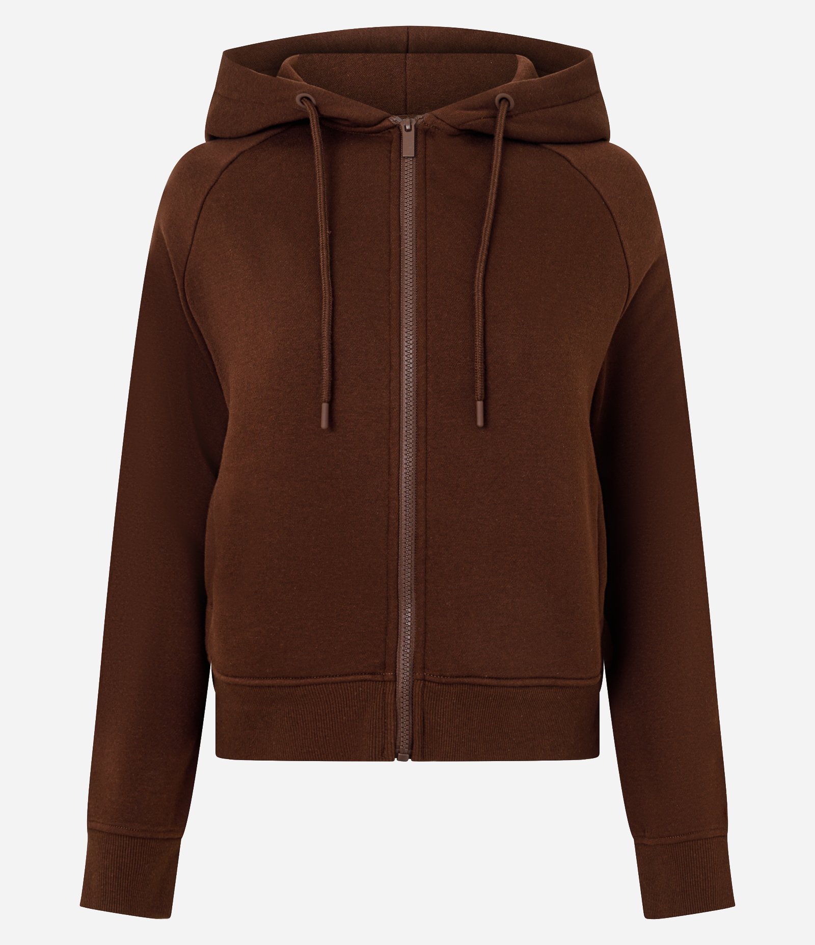 Casaco em Moletom com Capuz e Zíper Frontal Marrom 5