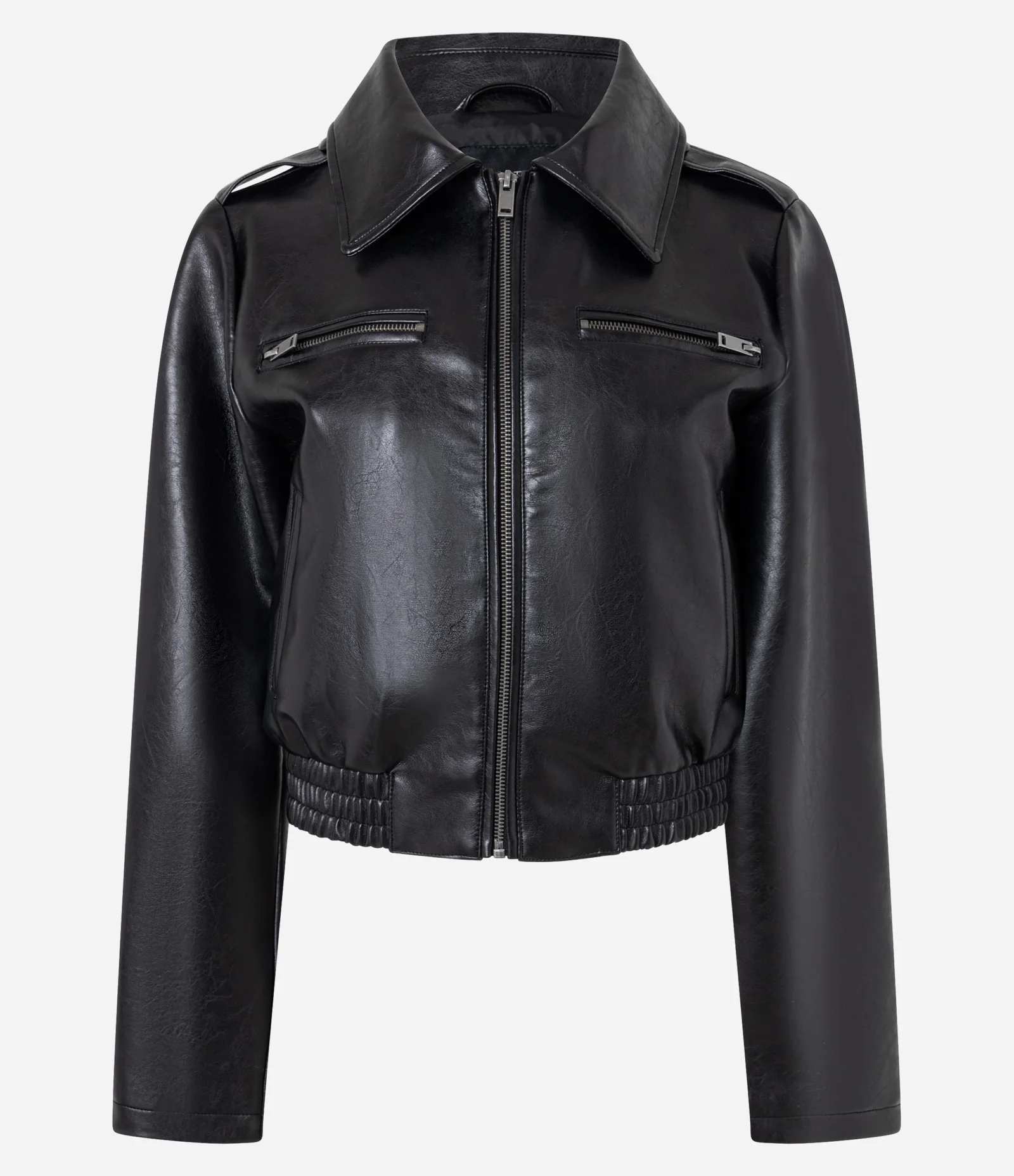 Jaqueta em PU com Zíper Preto 1