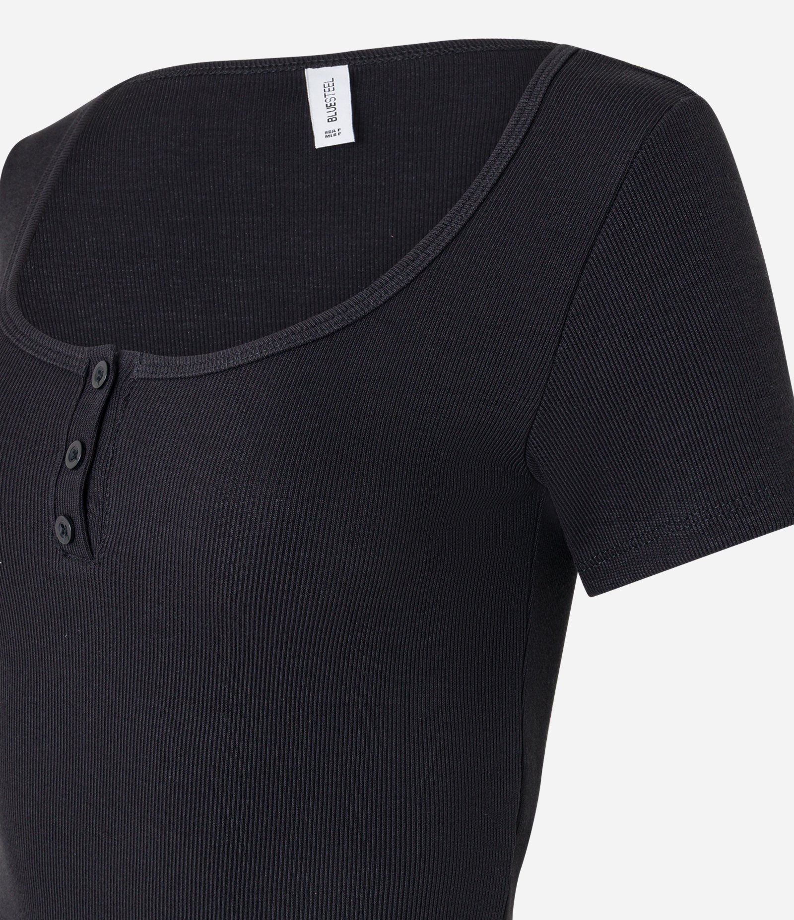 Blusa em Ribana com Botões no Decote Cinza Escuro 5