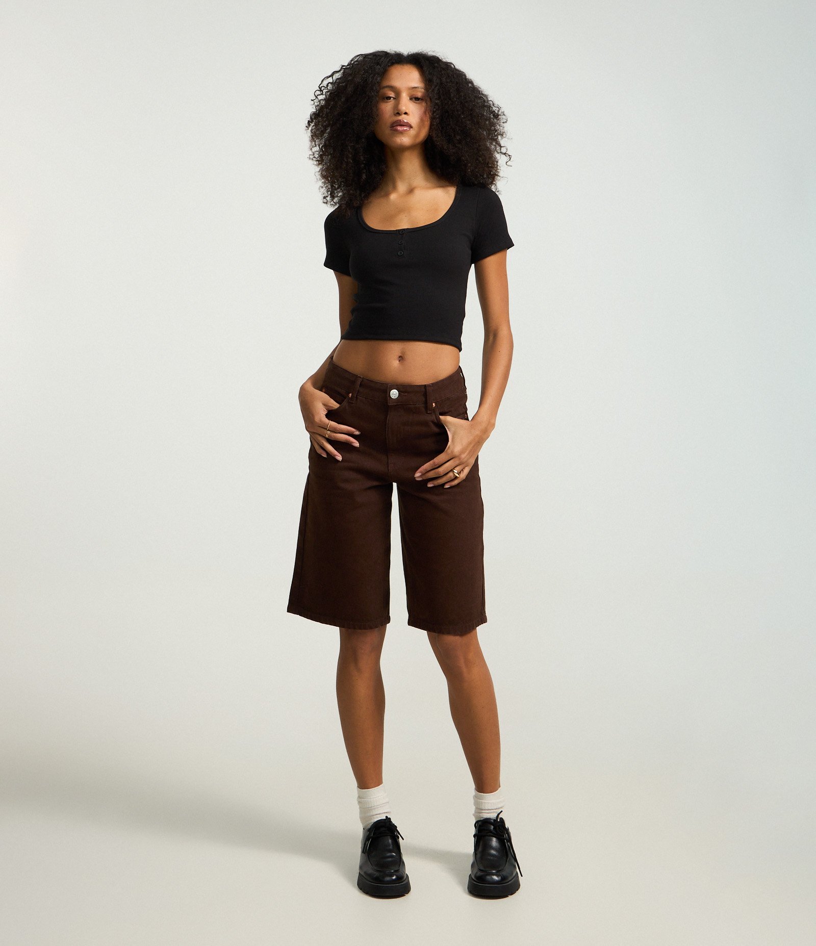 Blusa em Ribana com Botões no Decote Cinza Escuro 2