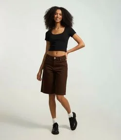 Blusa em Ribana com Botões no Decote