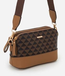 Bolsa Transversal Pequena com Estampa Triangular