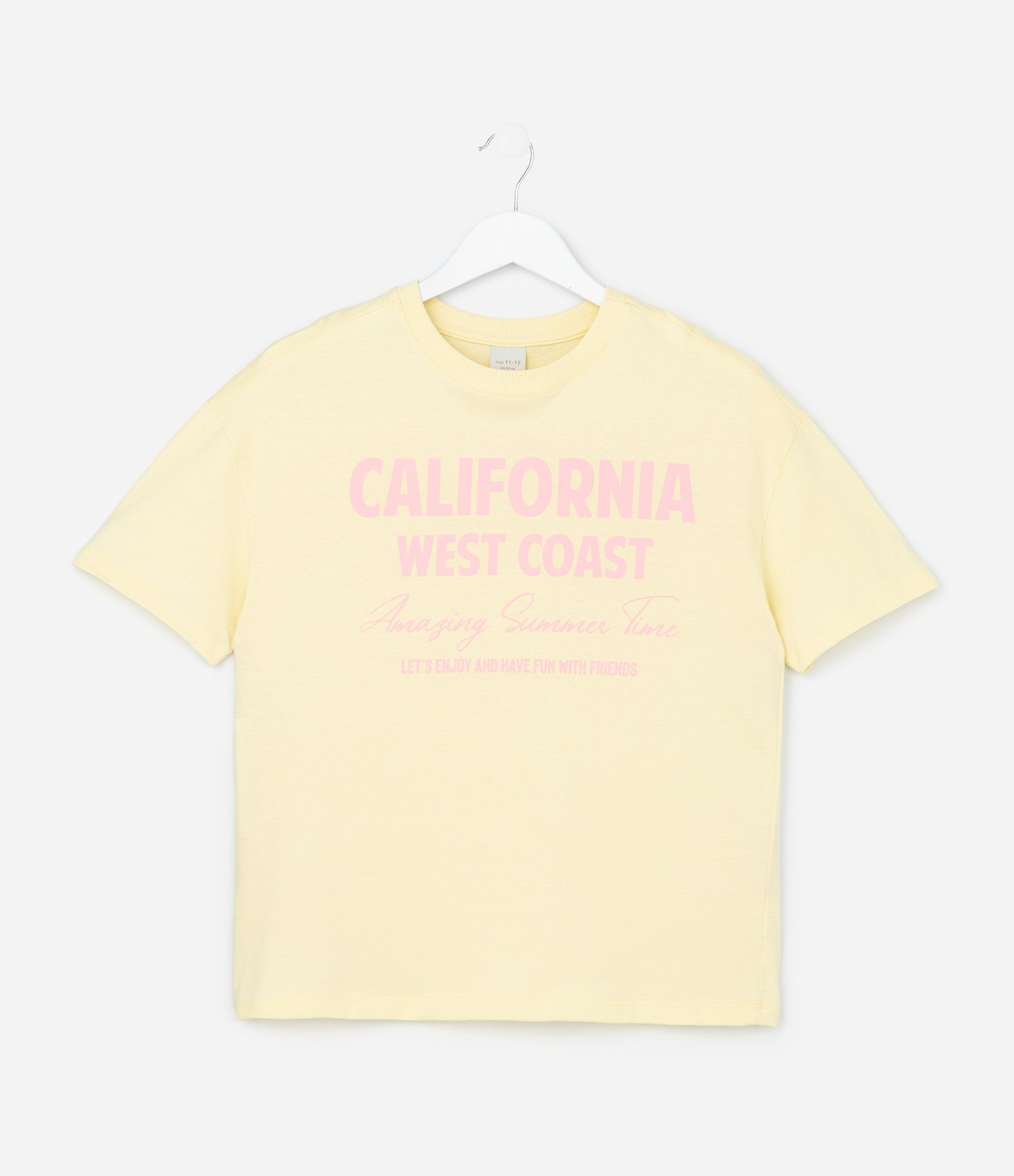 Camiseta Over Infantil com Estampa Lettering California - Tam 5 a 14 Anos Amarelo 2