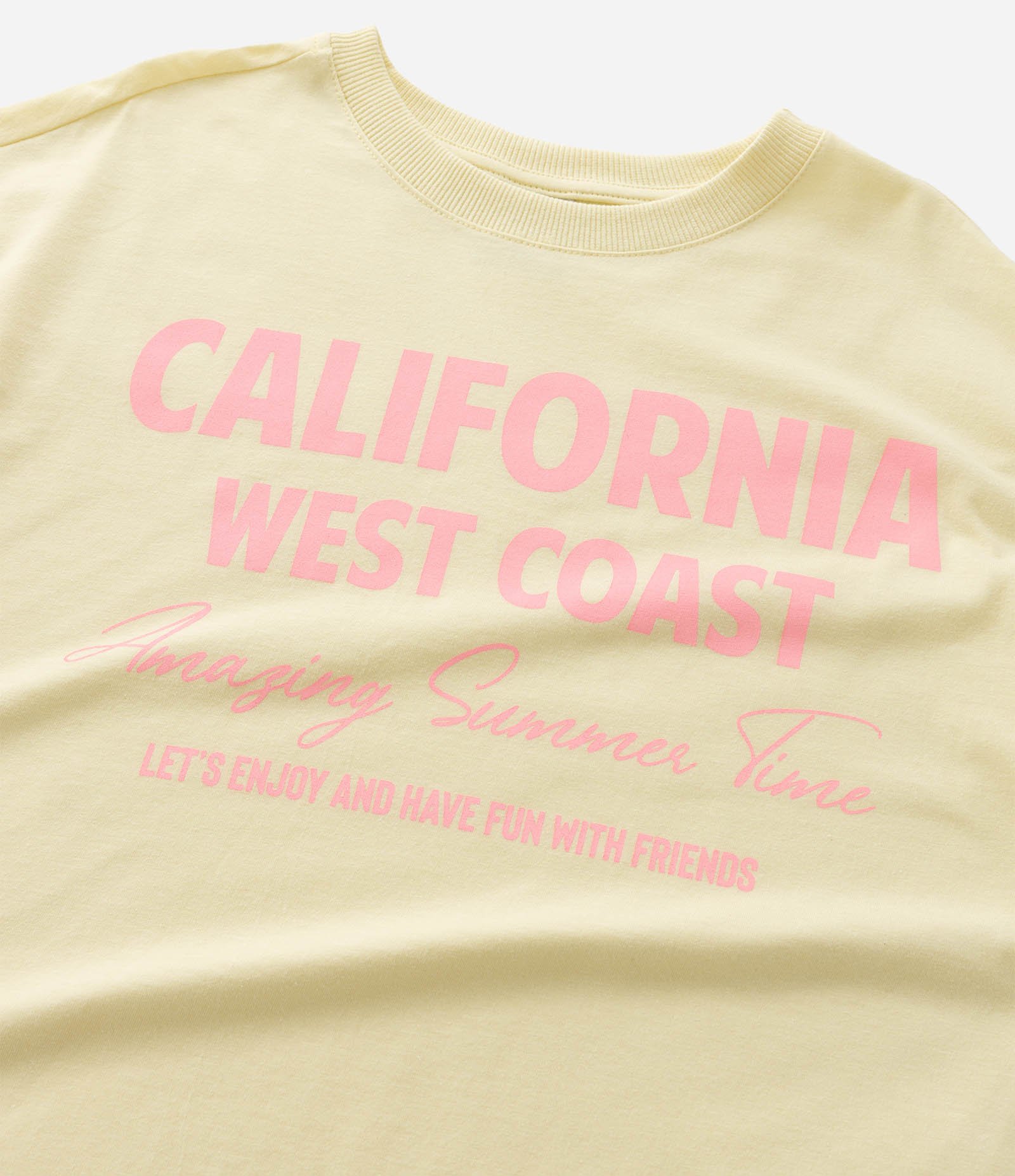 Camiseta Over Infantil com Estampa Lettering California - Tam 5 a 14 Anos Amarelo 6