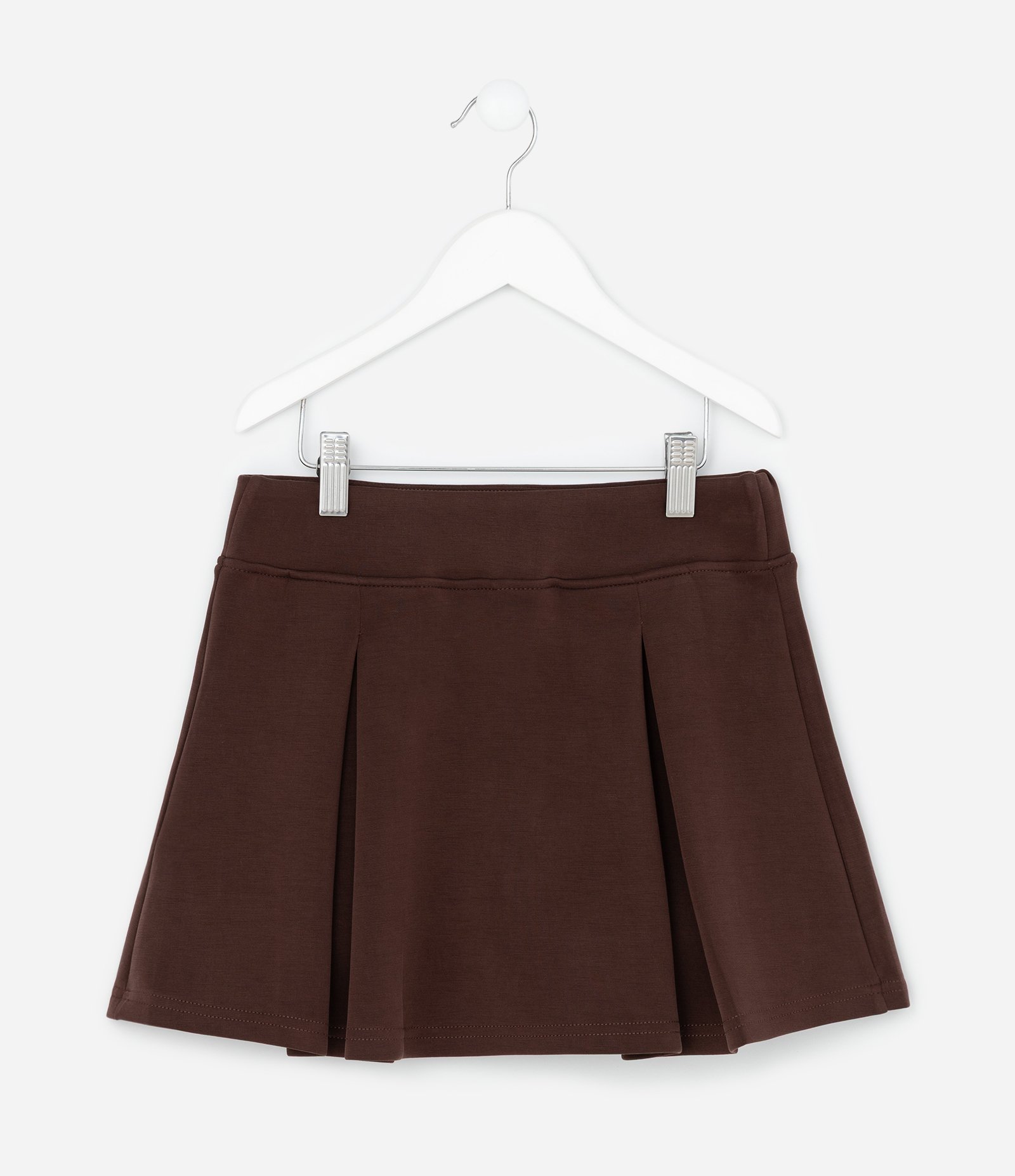 Saia Infantil em Moletinho com Pregas Peach Touch – Tam 5 a 14 Anos Marrom Escuro 2