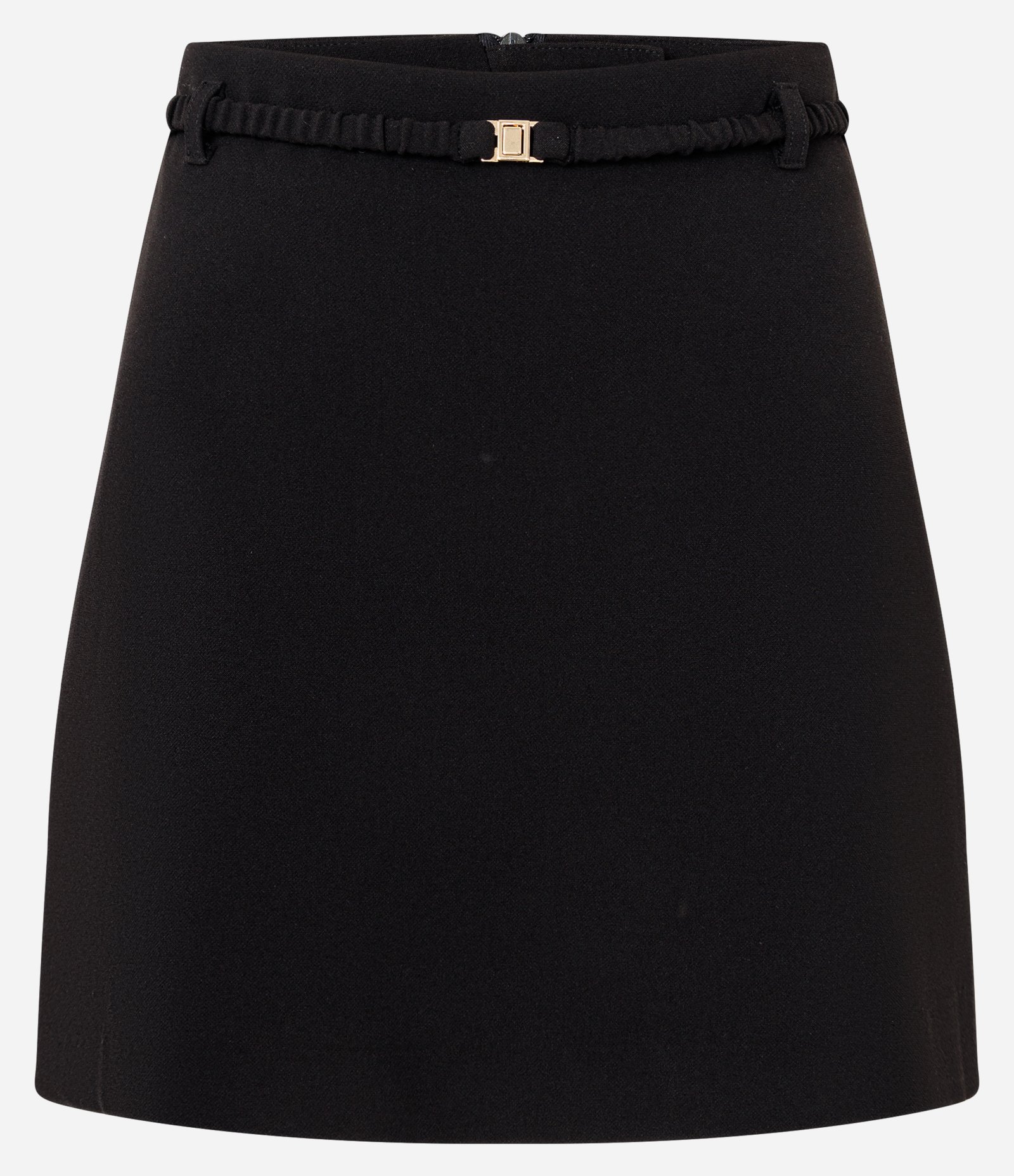Saia Curta em Crepe com Cinto e Fivela em Metal Preto 1