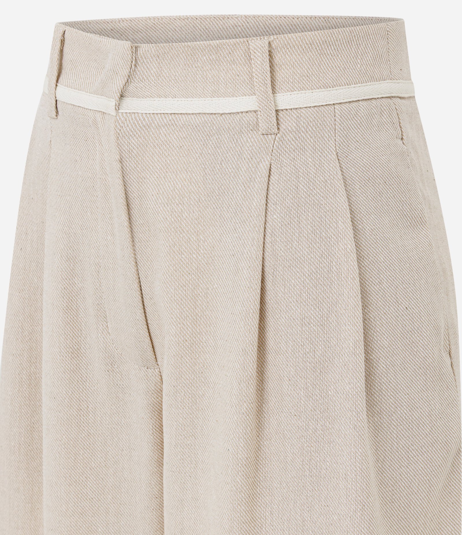 Calça Wide Leg em Viscolinho com Piping no Cós Bege 6