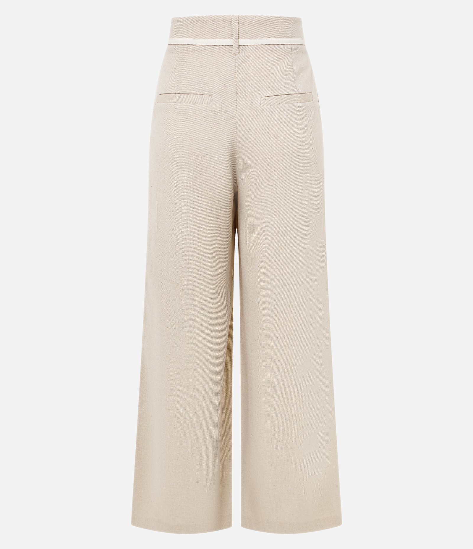 Calça Wide Leg em Viscolinho com Piping no Cós Bege 7