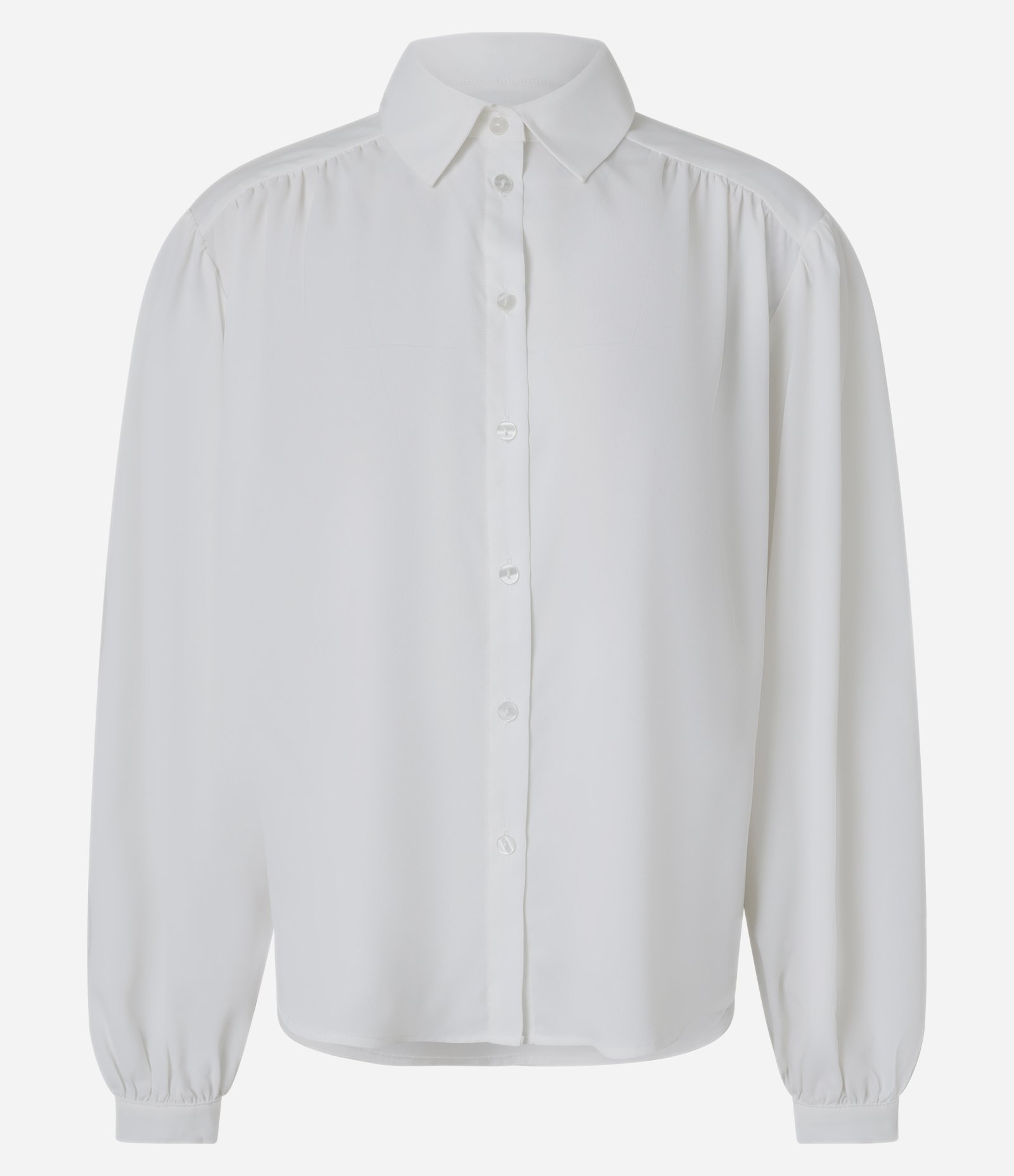 Camisa em Crepe com Franzidos no Ombro e Manga Bufante Branco 1
