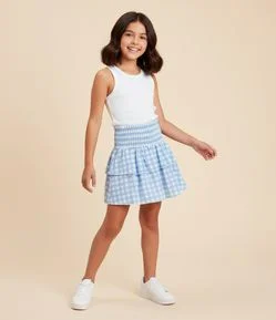 Saia Infantil Vichy com Cintura Lastex - Tam 5 a 14 Anos