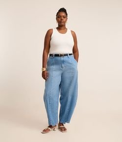 Calça Barrel em Jeans com Elástico nas Costas Curve & Plus Size