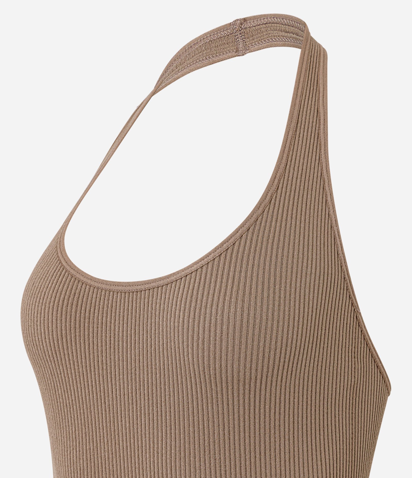 Body Seamless Frente Única Texturizado sem Manga Bege 2