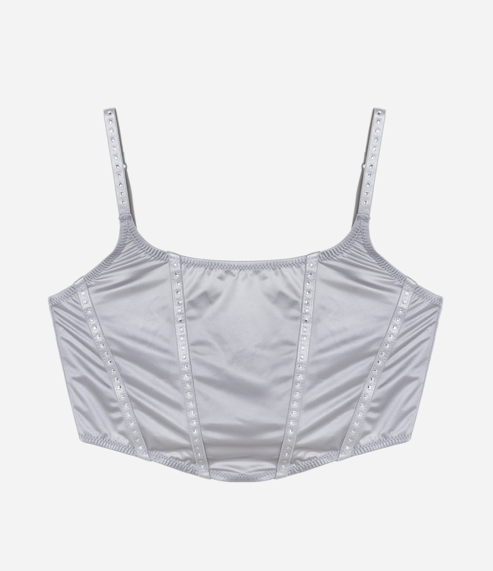 Top Corsetado em Microfibra com Aplicação de Strass Prata 4