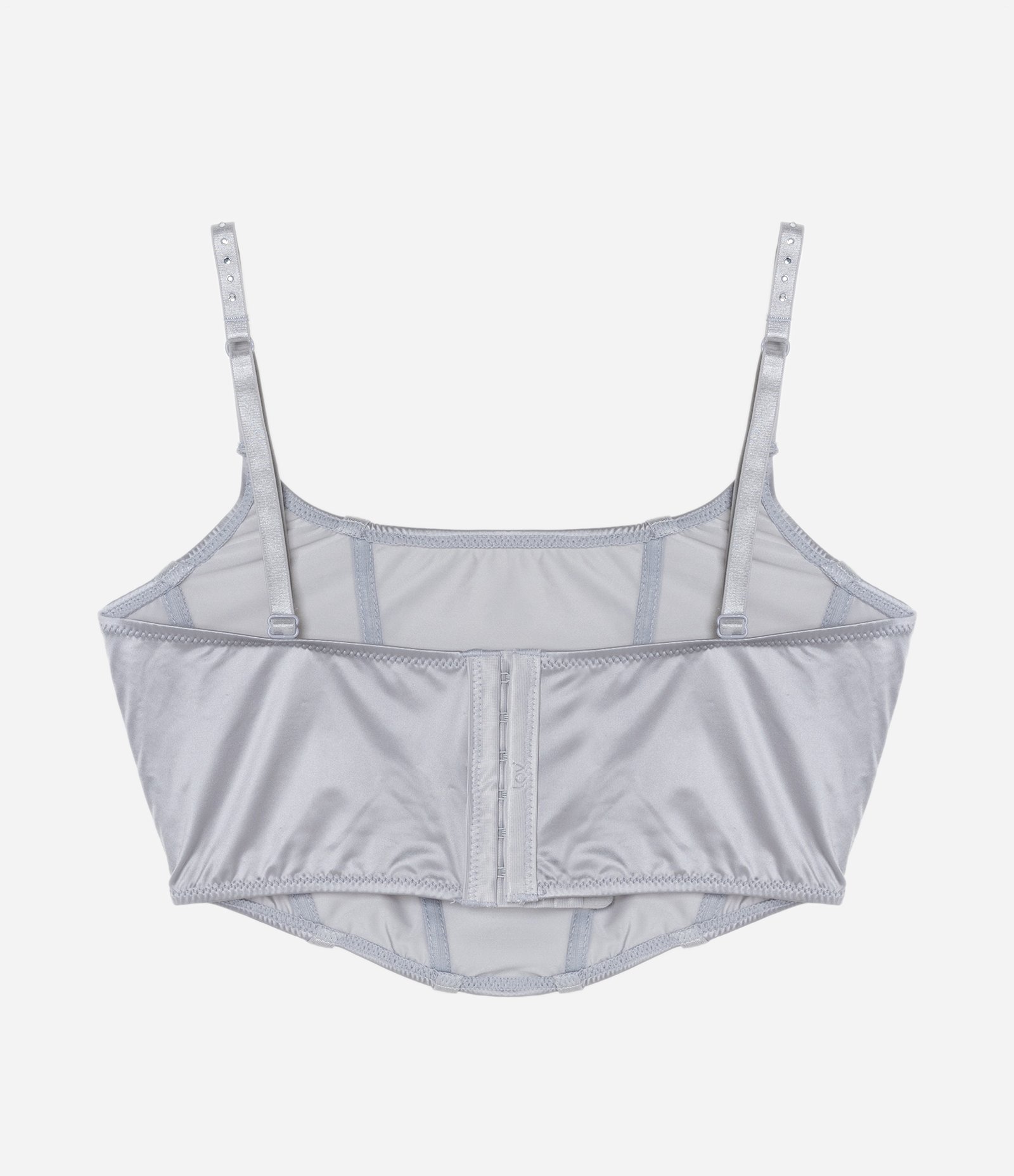 Top Corsetado em Microfibra com Aplicação de Strass Prata 5