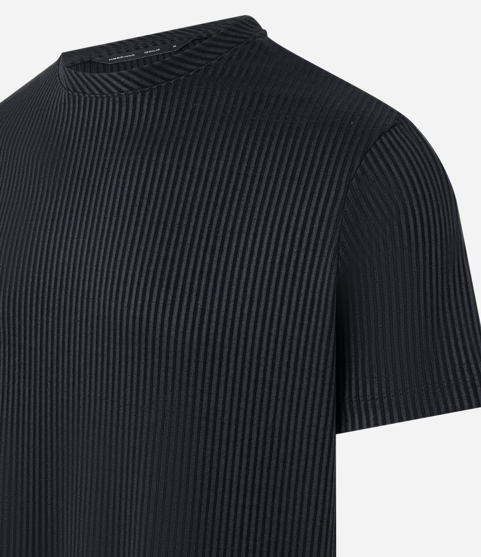 Camiseta Slim Canelada com Textura Vertical Preto 7