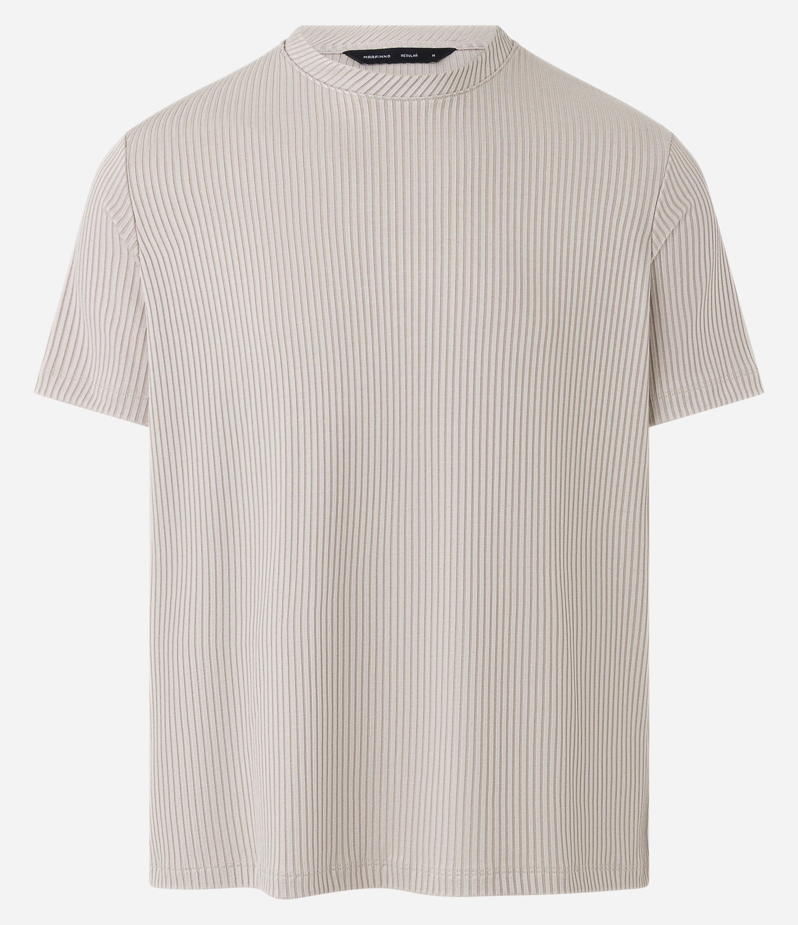 Camiseta Slim Canelada com Textura Vertical Bege 6