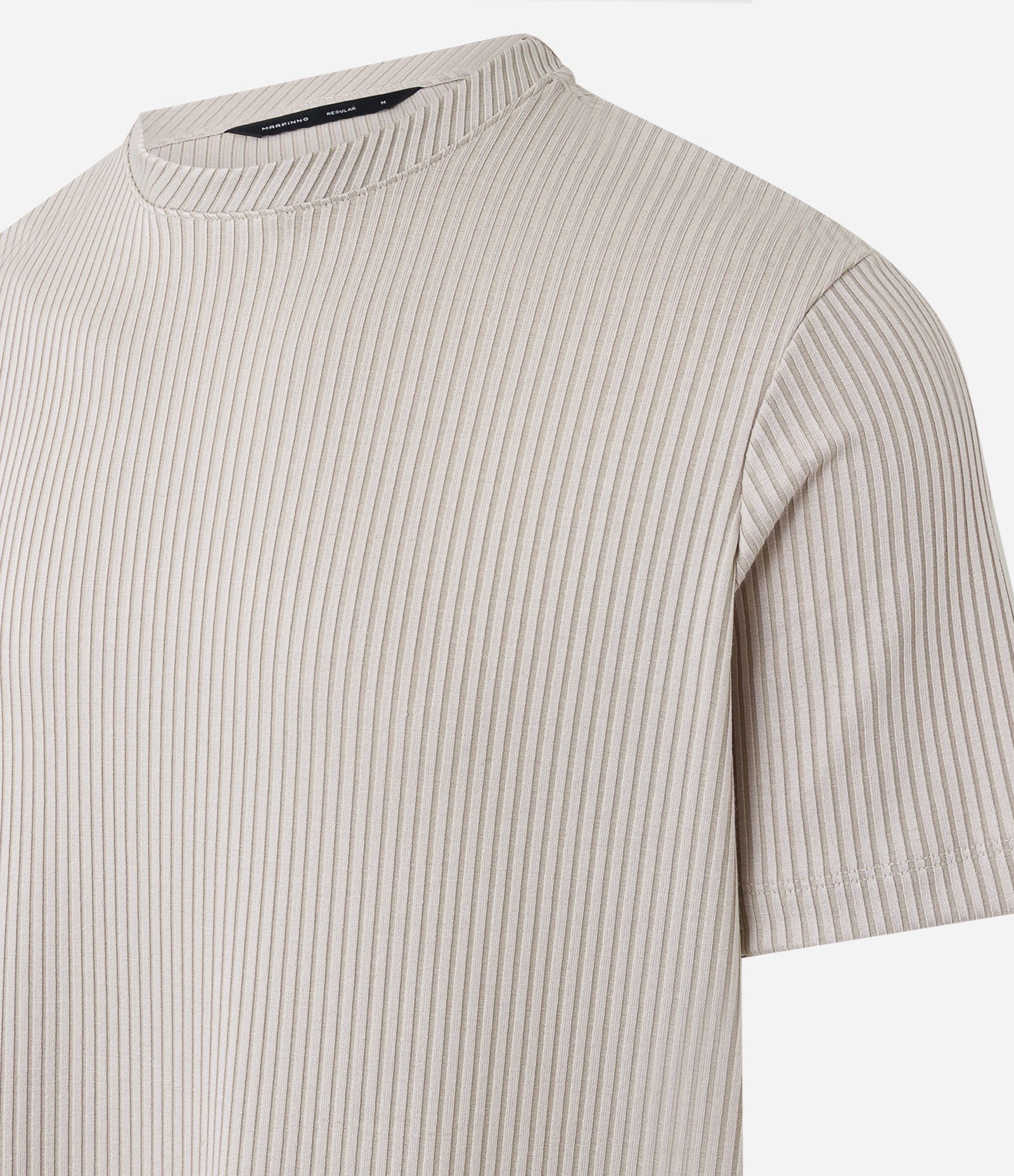 Camiseta Slim Canelada com Textura Vertical Bege 7