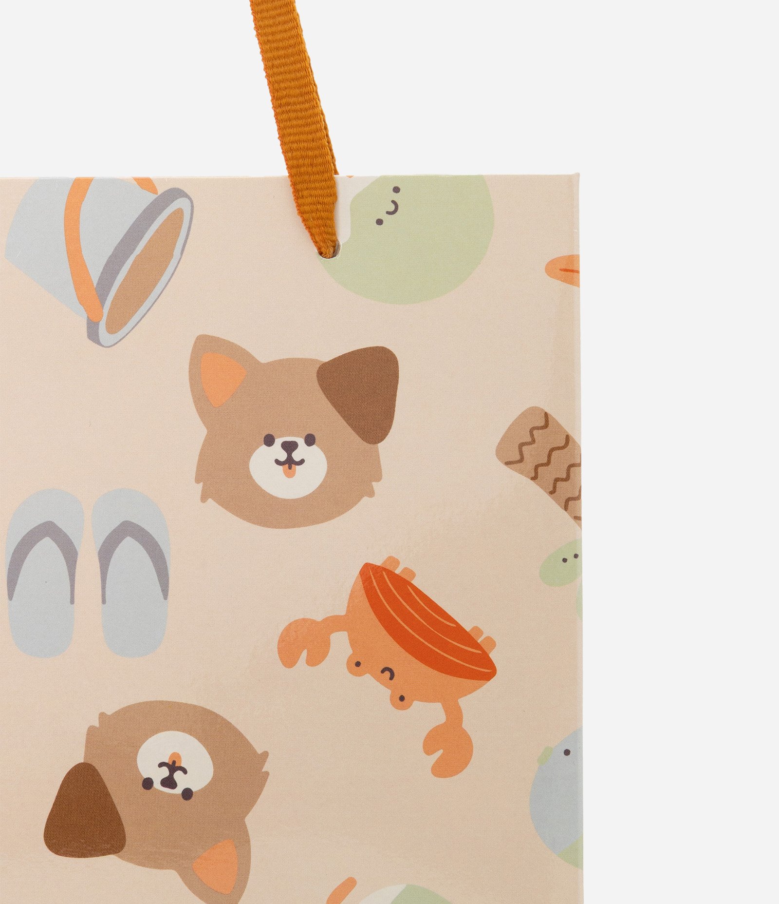 Embalagem de Presente Pequena com Estampa Urso e Praia Bege 3