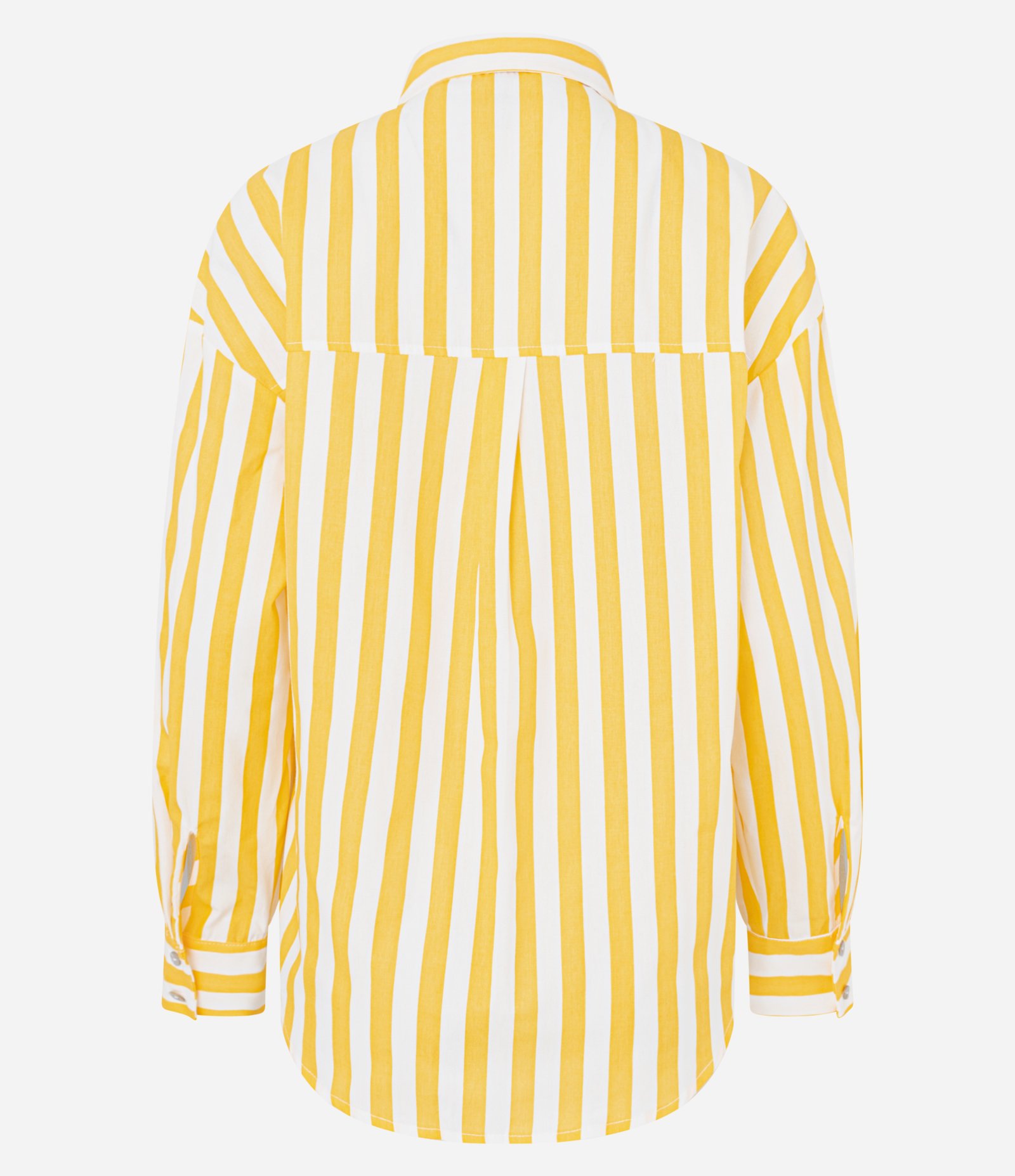 Camisa Alongada em Tricoline com Listras Verticais Amarelo 7