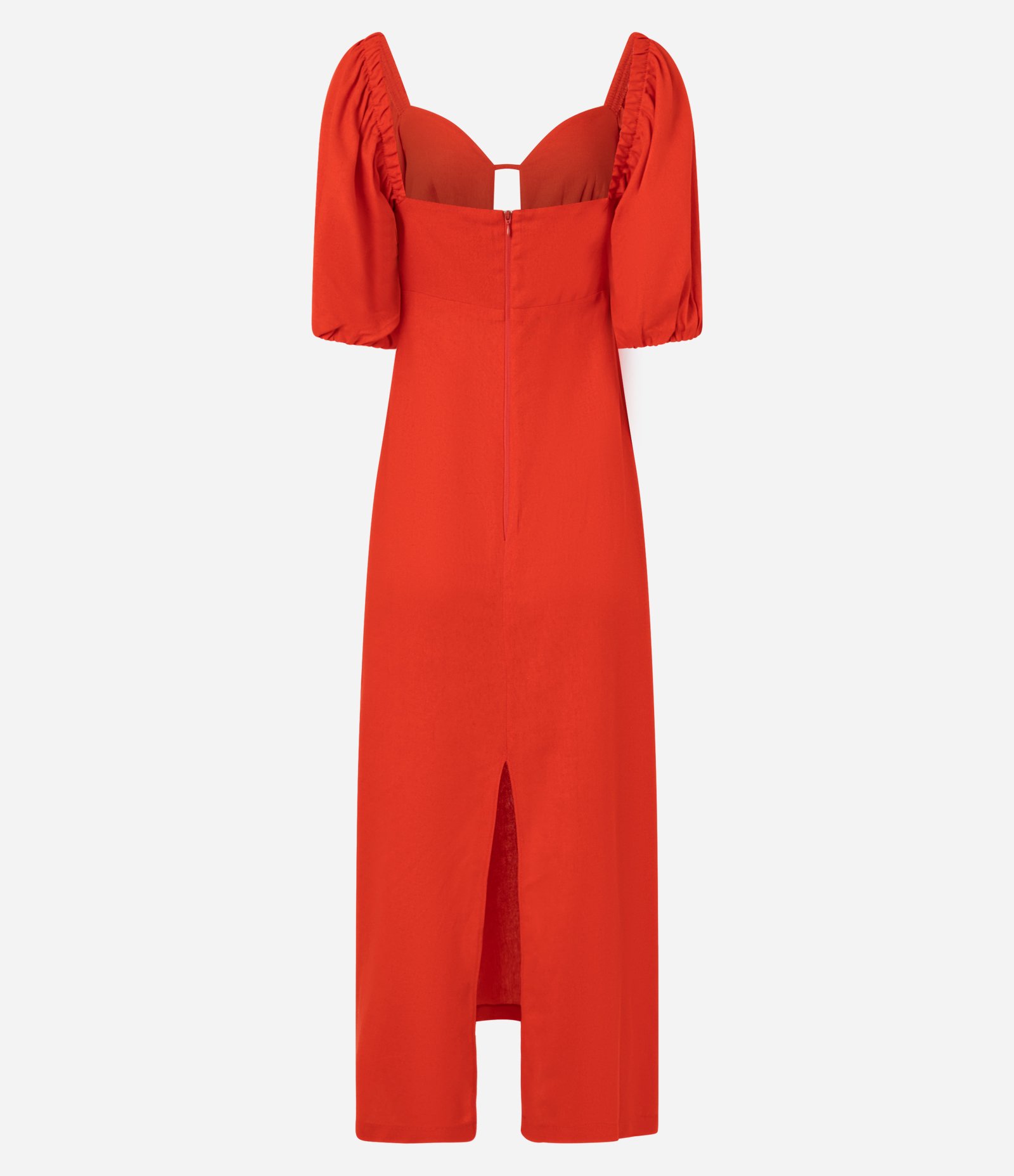 Vestido Long Midi em Viscolinho com Amarração no Busto Vermelho 7