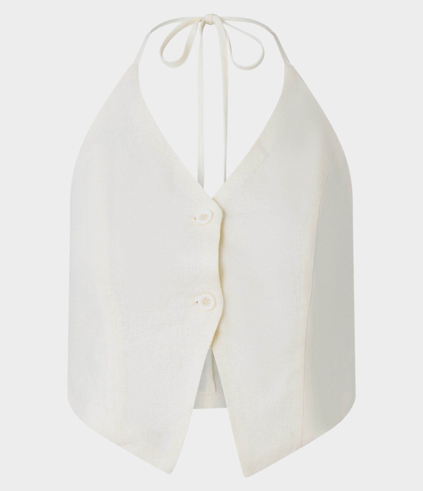 Blusa Colete Frente Única em Viscolinho Branco 6