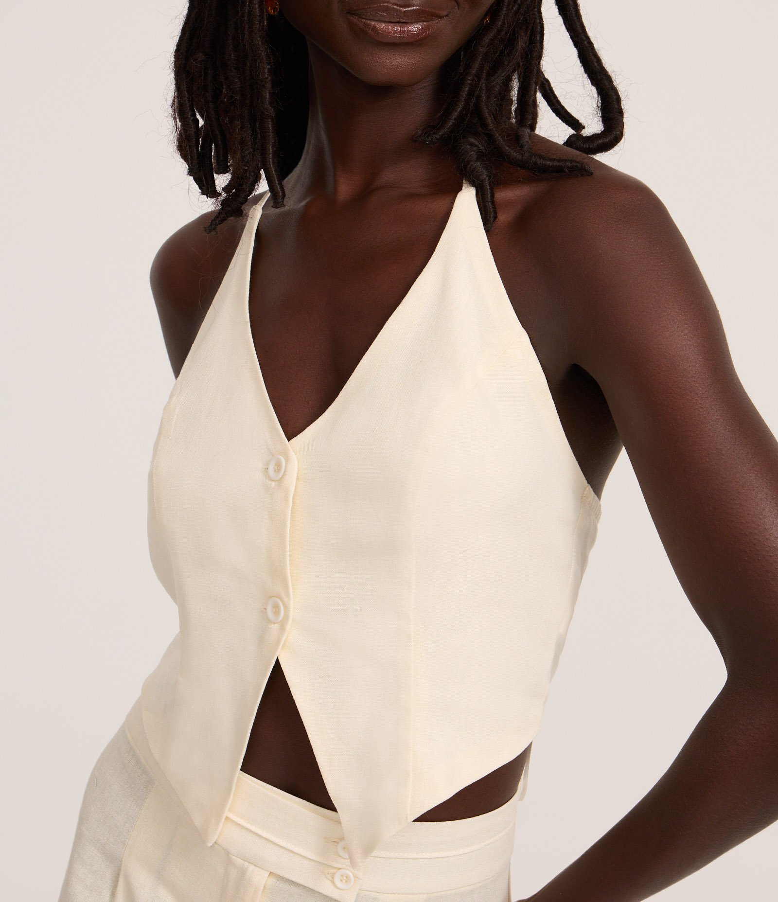 Blusa Colete Frente Única em Viscolinho Branco 3