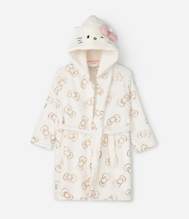 Roupão Infantil com Capuz 3D Hello Kitty – Tam 3 a 16 Anos