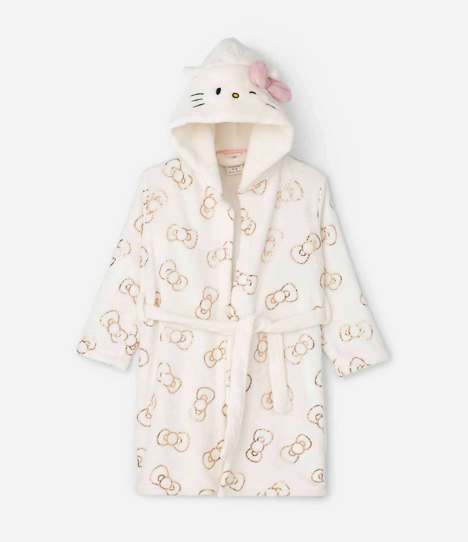 Roupão Infantil com Capuz 3D Hello Kitty – Tam 3 a 16 Anos Off White 1