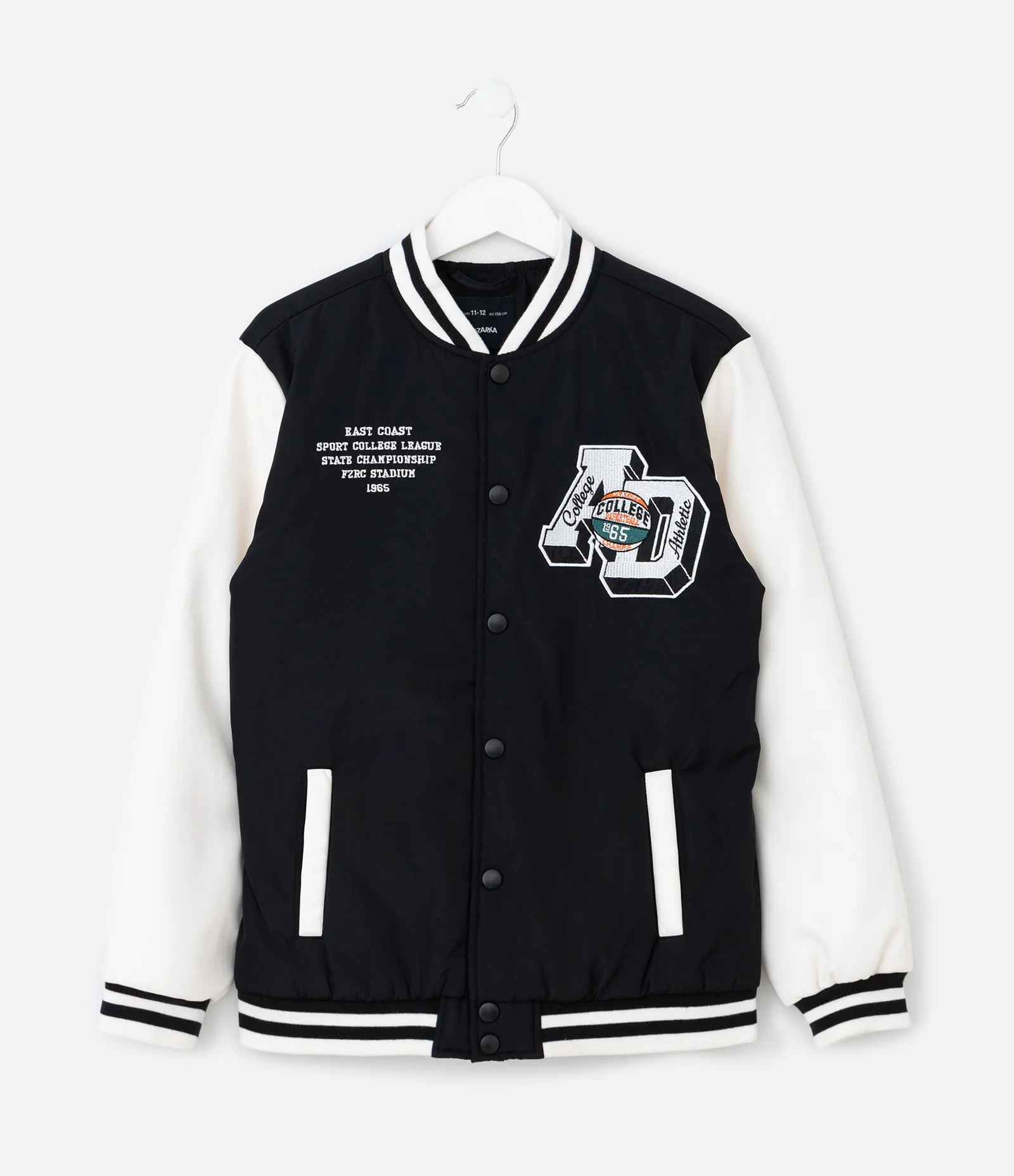 Jaqueta Bomber Infantil com Bordado Lettering – Tam 5 a 14 Anos Preto 1