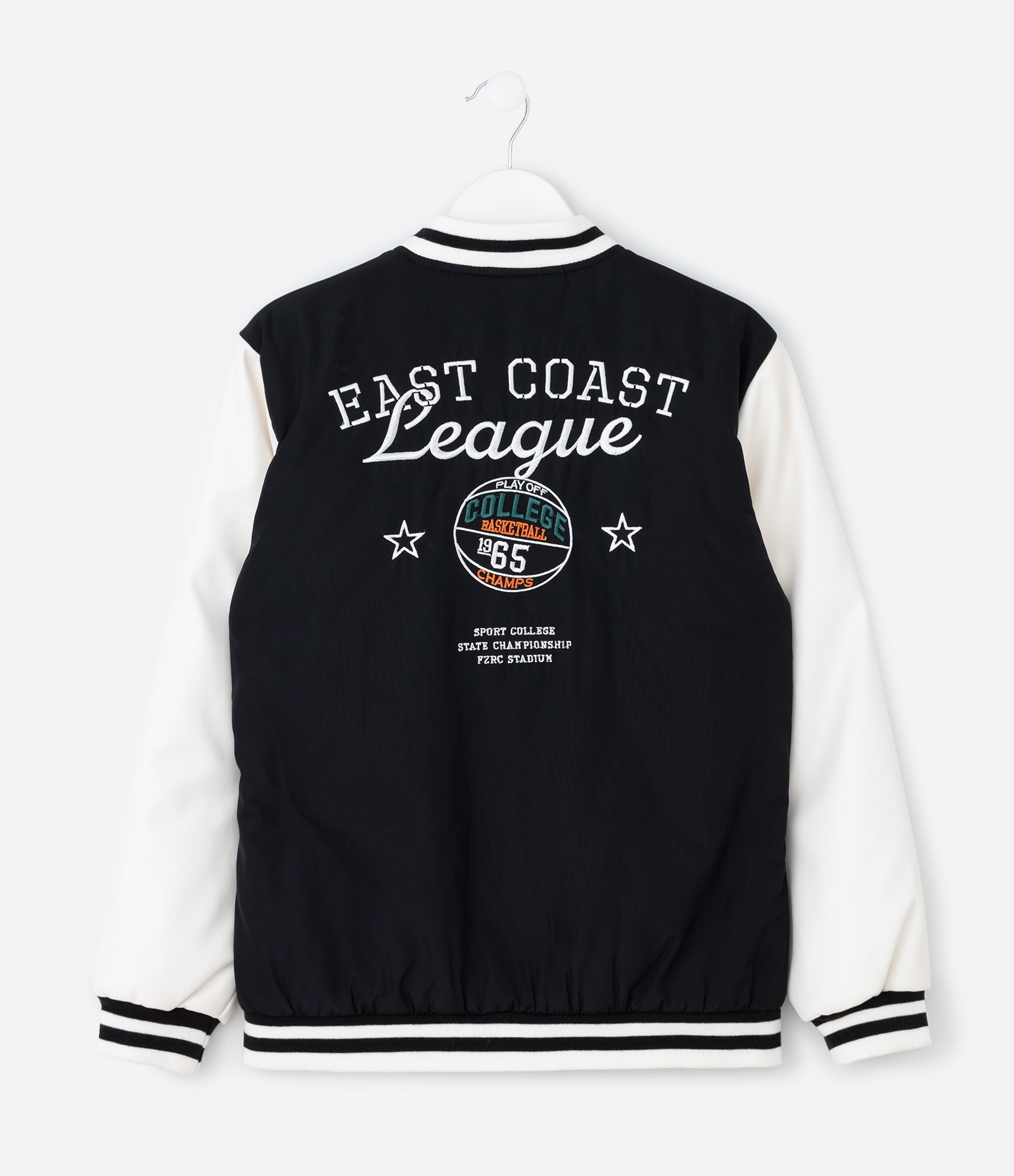 Jaqueta Bomber Infantil com Bordado Lettering – Tam 5 a 14 Anos Preto 2