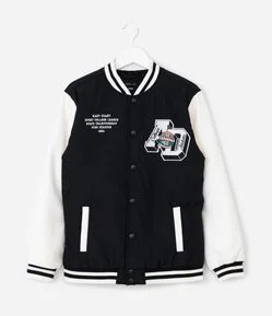 Jaqueta Bomber Infantil com Bordado Lettering – Tam 5 a 14 Anos