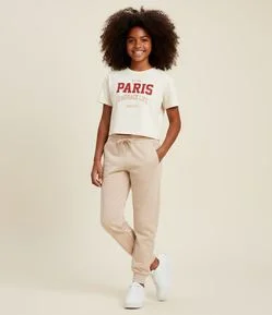 Camiseta Over Infantil com Estampa Paris - Tam 7 a 16 Anos