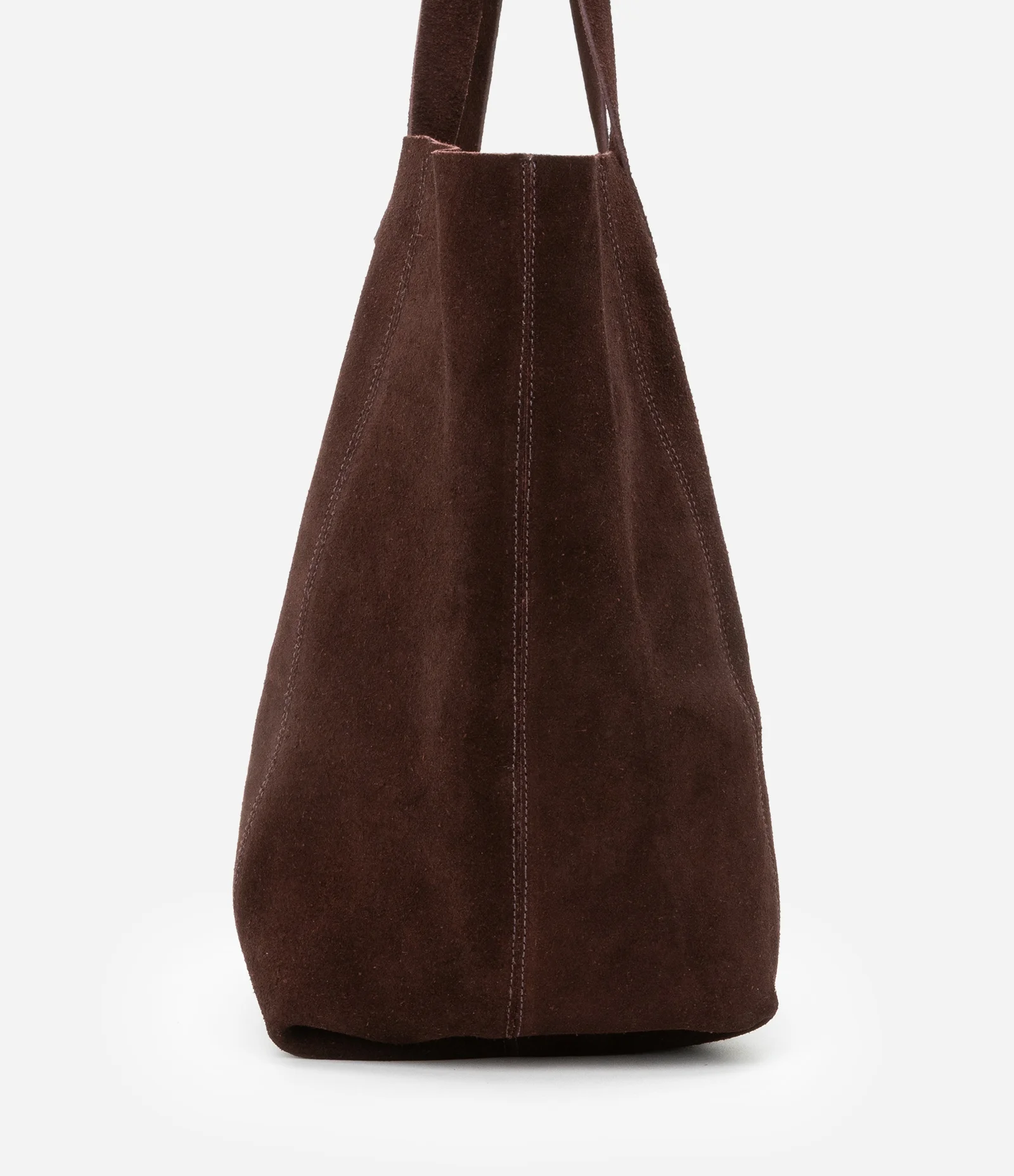 Bolsa Tote em Camurça com Costura Aparente Marrom 4