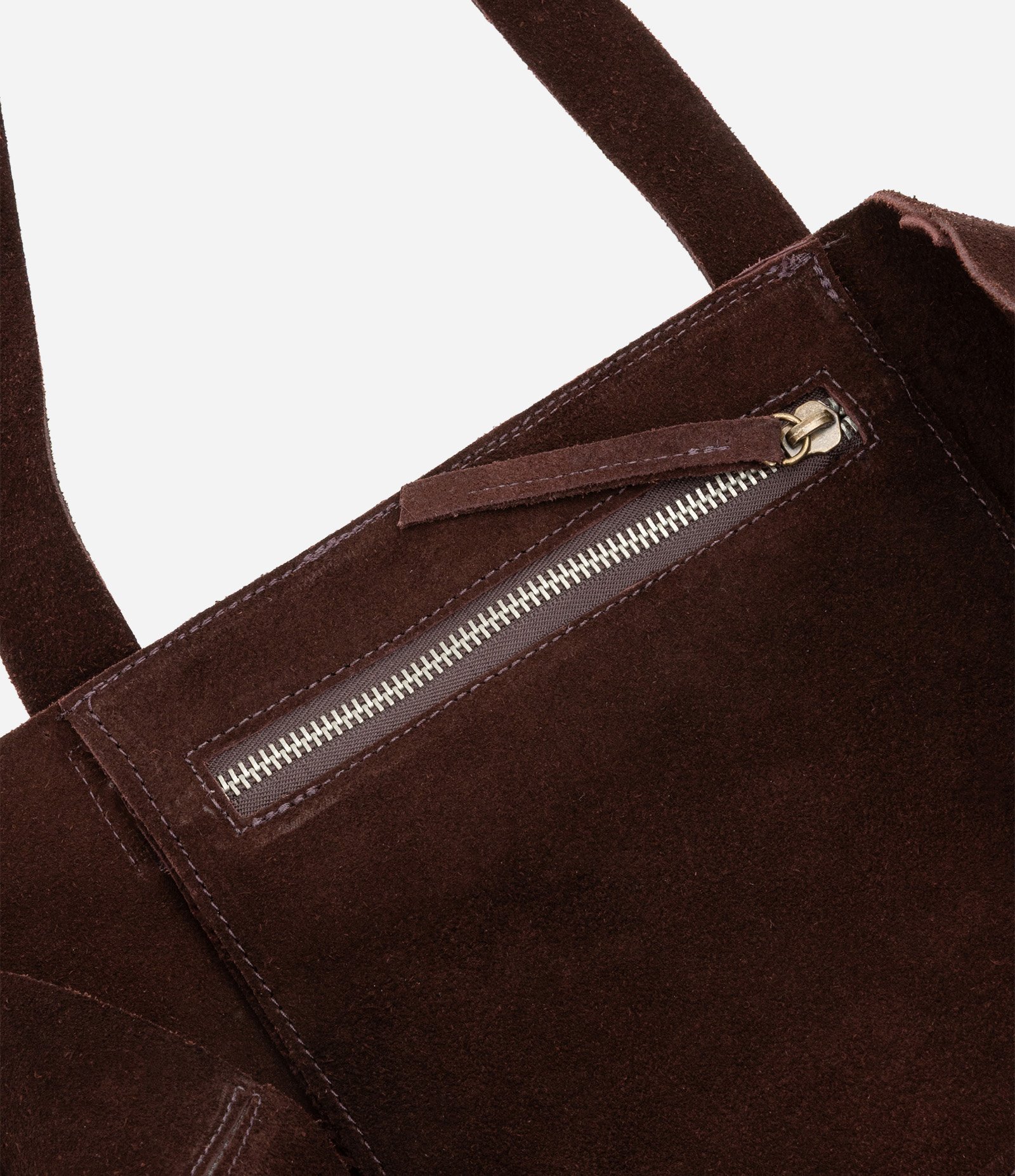 Bolsa Tote em Camurça com Costura Aparente Marrom 6